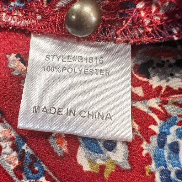 JODIFL Women's Floral Shift Dress Long Sleeve Red/Multi Size Large - Picture 9 of 9